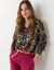 Bloes met knoopsluiting met bloemenprint, gerecycleerd polyester(**) (donkergroen / pruim)