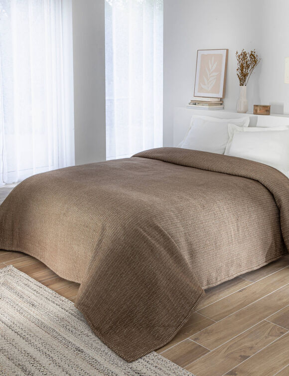 Couverture mélange laine et acrylique Courtelle® 450 g/m² (havane)