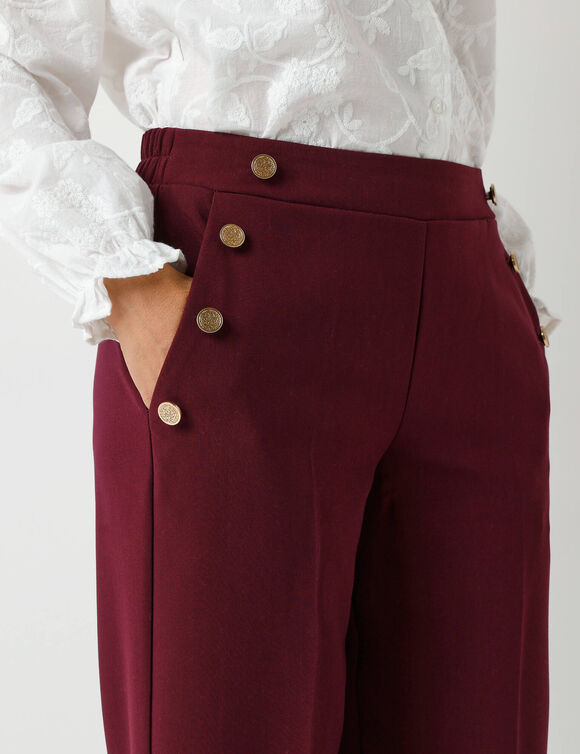 Pantalon fluide effet pont (lie de vin)
