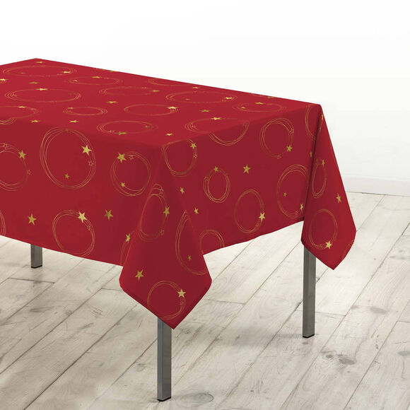 Nappe imprimée étoiles dorées (rouge / doré)