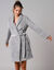 Effen peignoir in fleece met pluchetouch - 92 cm lang, lange mouwen (grijs)