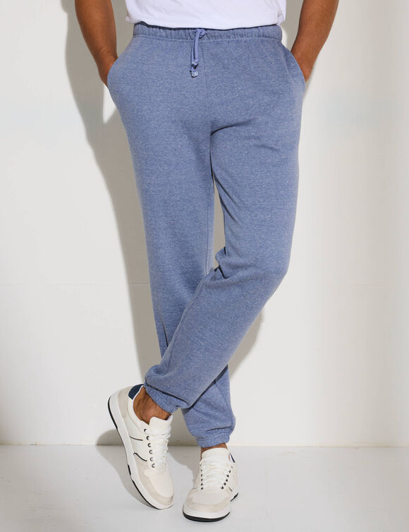 Pantalon jogging molleton bas élastiqué (bleu jean)