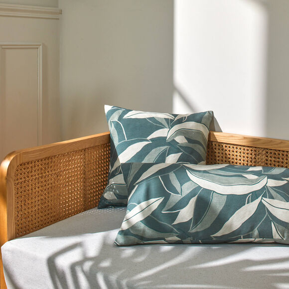 Kussenhoes met bladerenprint - set van 2 (groen)