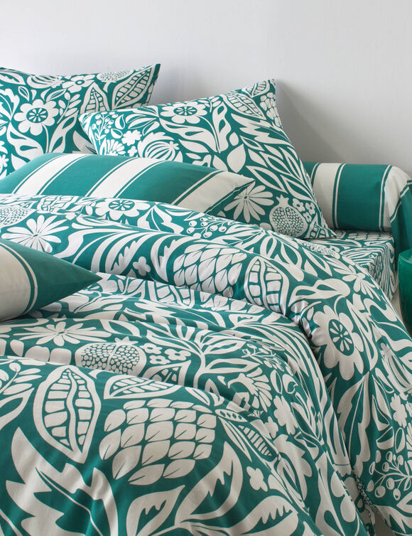 Linge de lit Montego en coton imprim&eacute;  (vert)