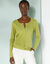 Cardigan boutonné col rond uni (vert mousse)