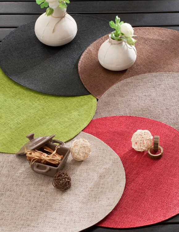 Set de table rond bambou - Lot de 4 (gris anthracite)