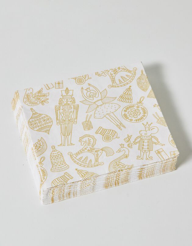 Papieren servet met goudkleurige kerstmotieven - set van 20 (goudkleurig)