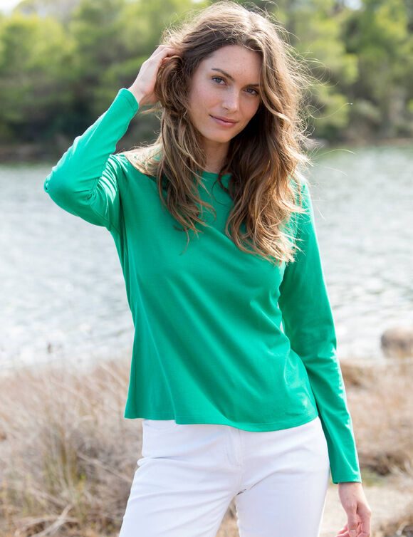 T-shirt uni manches longues (vert menthe)