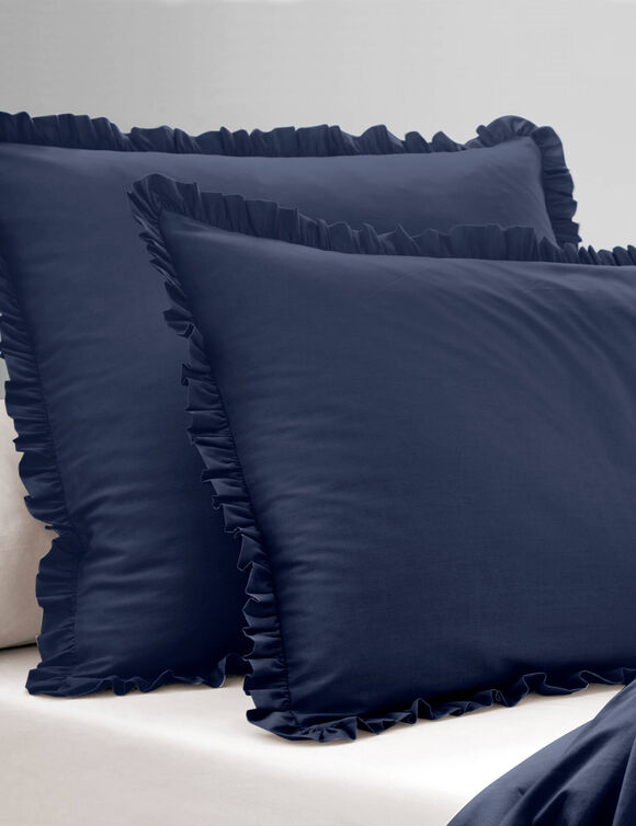 Linge de lit uni - percale de coton 72 fils/cm&sup2; (bleu encre)