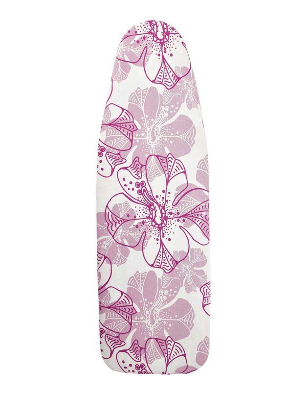 Housse repassage bi-extensible imprimée fleurs (rose)