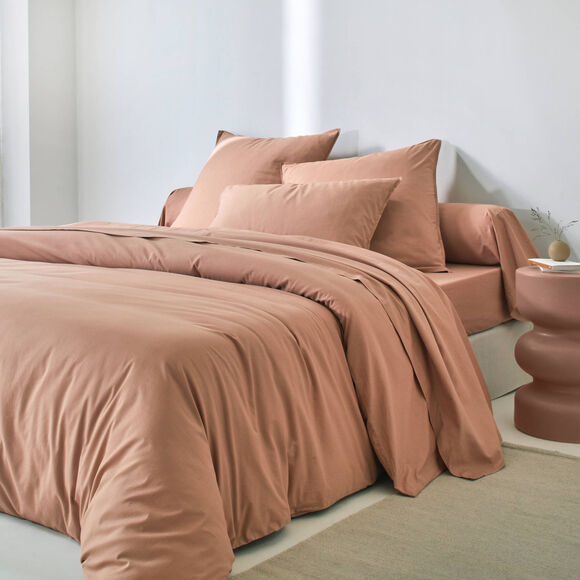 Linge de lit uni - coton lav&eacute; 57 fils/cm&sup2; (praline)