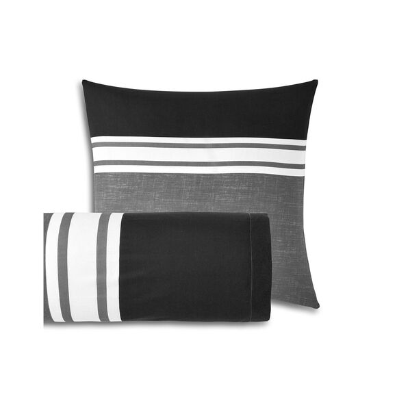 Linge de lit Nathalie coton (gris / noir)