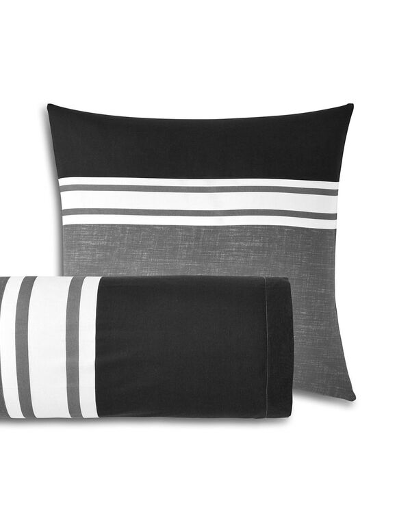 Linge de lit Nathalie coton (gris / noir)