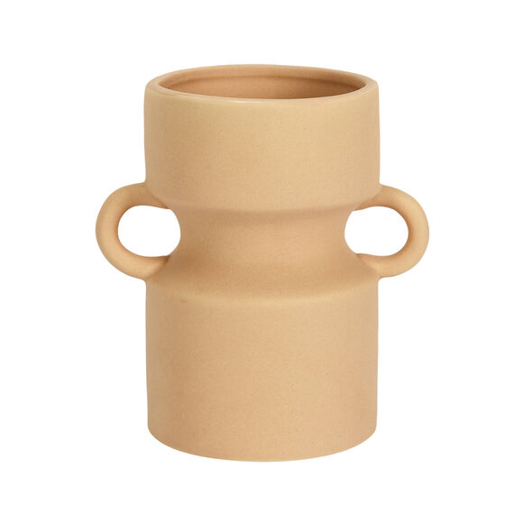 Vase en céramique 2 anses, hauteur 15,5 cm (terre)