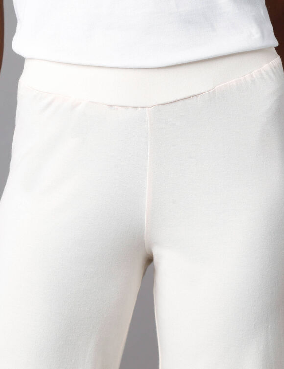 Pantalon large stretch, taille élastiquée (écru)