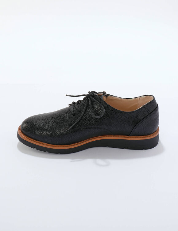 Derbies légères à lacets, semelle compensée crantée (noir)