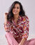 Bloes met knoopsluiting met bloemenprint, gerecycleerd polyester(1) (ecru / pruim)