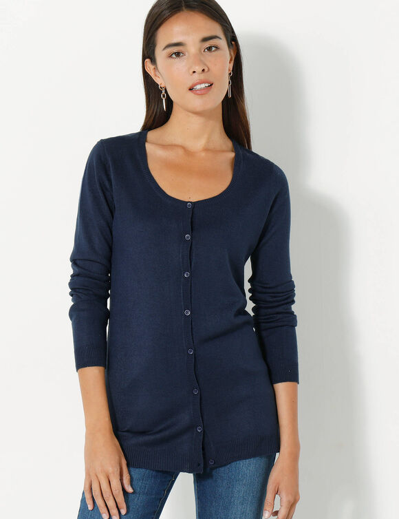 Effen cardigan met kasjmiertouch (marine)