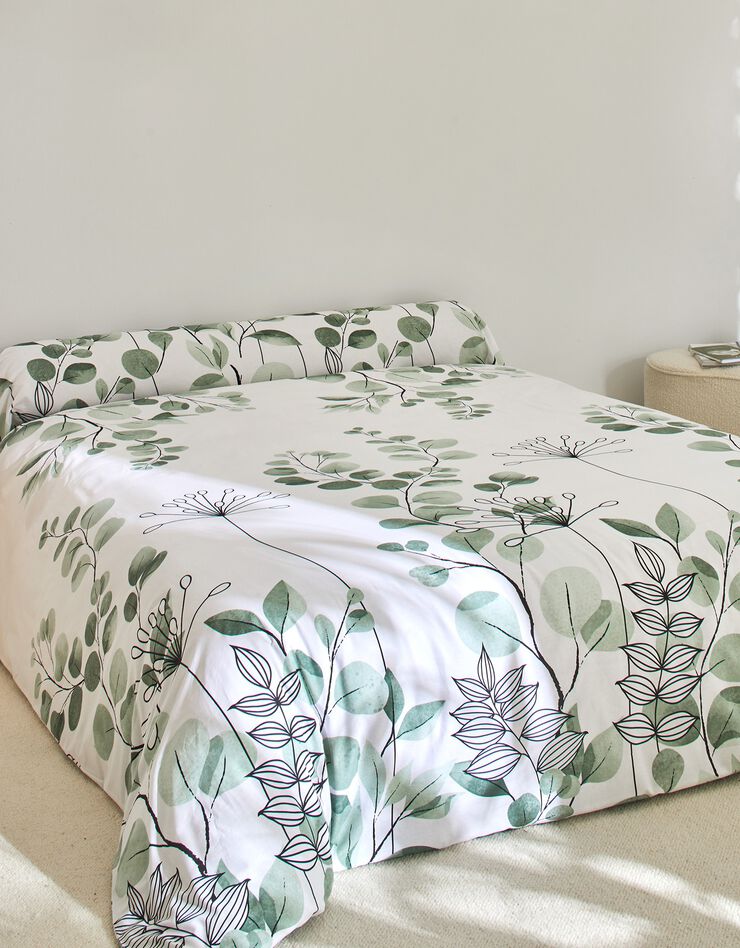 Linge de lit Danae en coton imprimé (vert d'eau)