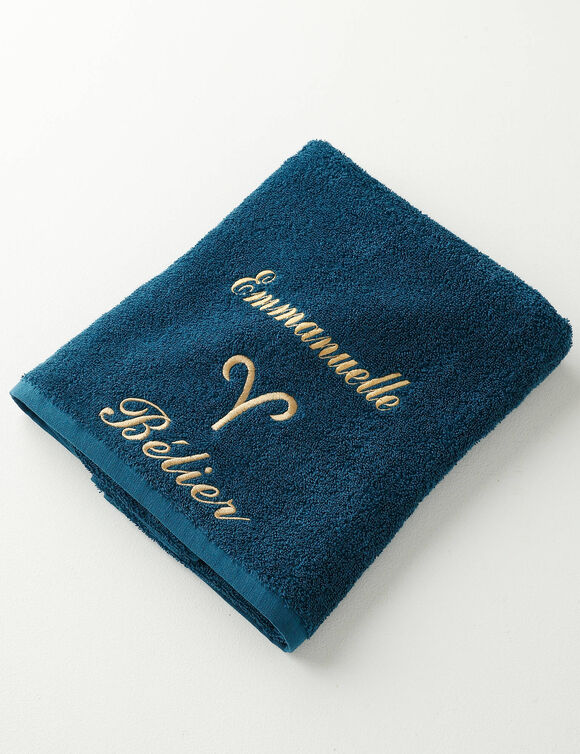 Serviettes de bain brod&eacute;es signe astrologique, &agrave; personnaliser - 420g/m2 (b&eacute;lier)