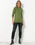 Pull col montant long, maille côtelée (vert olive)