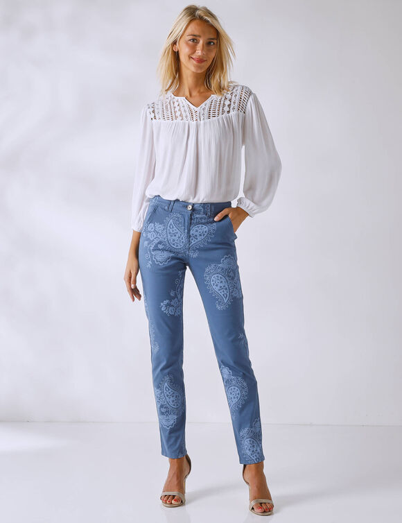 Pantalon imprimé cachemire (indigo)