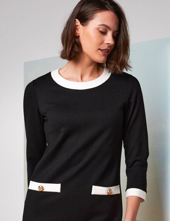 Robe bicolore, maille milano (noir / écru)