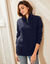 Trui in ribtricot met ritskraag (marine)