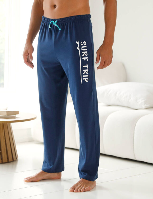Pantalon pyjama coton bleu marine (marine / aqua)