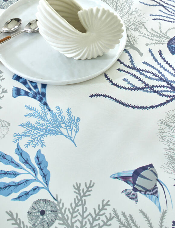 Tafellaken in toile cir&eacute;e met onderwaterprint (blauw)