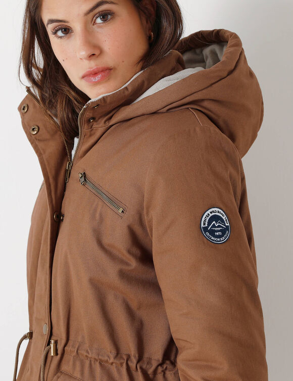 Parka déperlante doublée maille polaire (noisette)