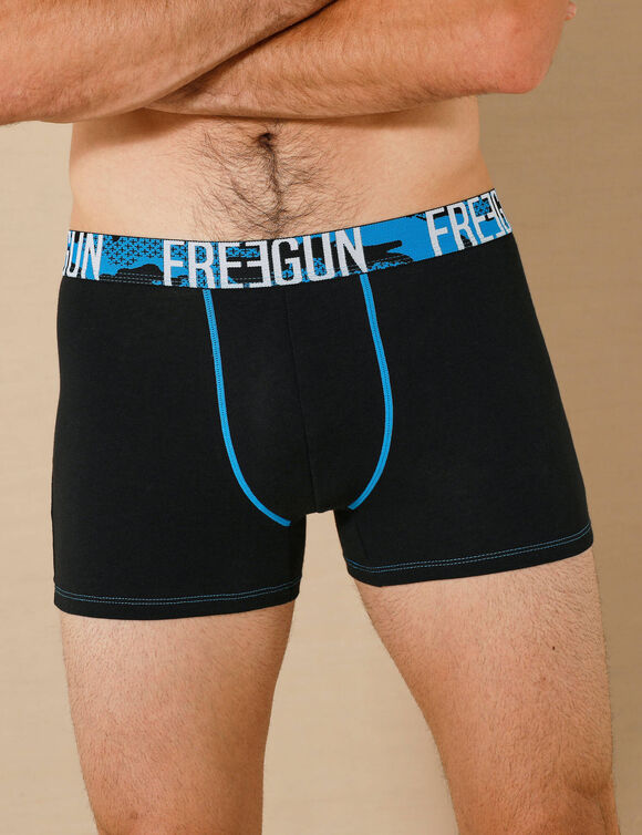 Boxer coton stretch Freegun® - lot de 2 (noir + gris)