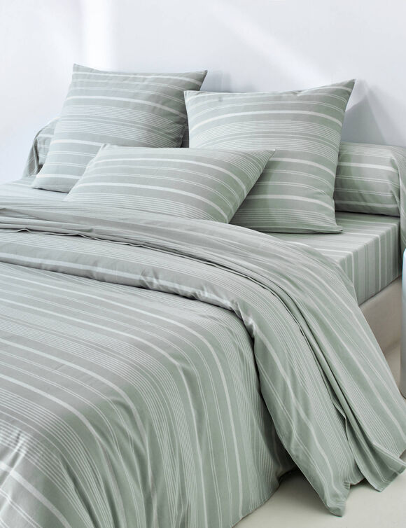 Sacha-beddengoed met gestreepte print - katoen 52 draden/cm&sup2; (celadon)