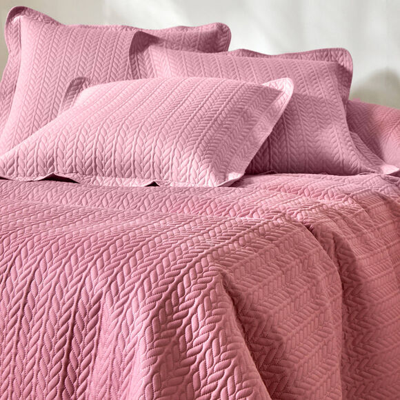 Couvre-lit matelassé microfibre motif géométrique (bois de rose)