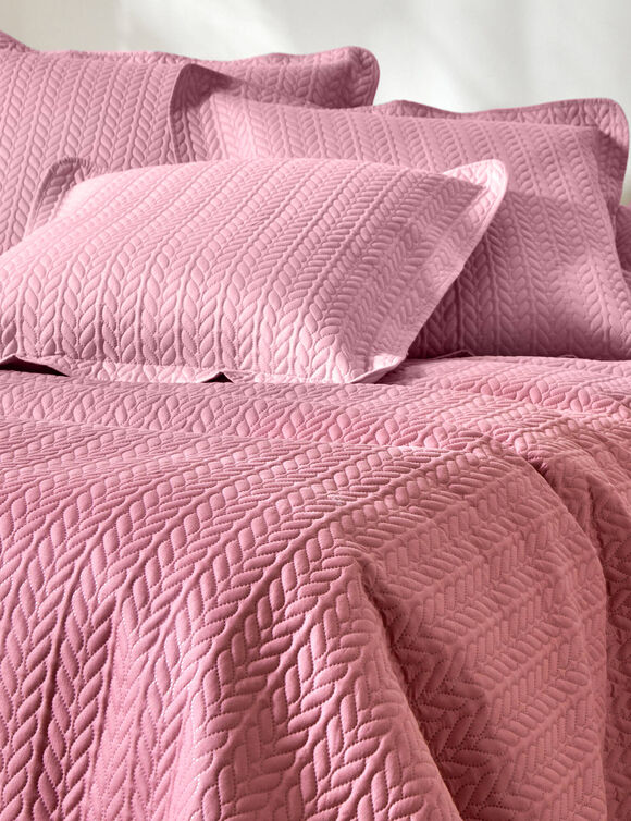Couvre-lit matelassé microfibre motif géométrique (bois de rose)