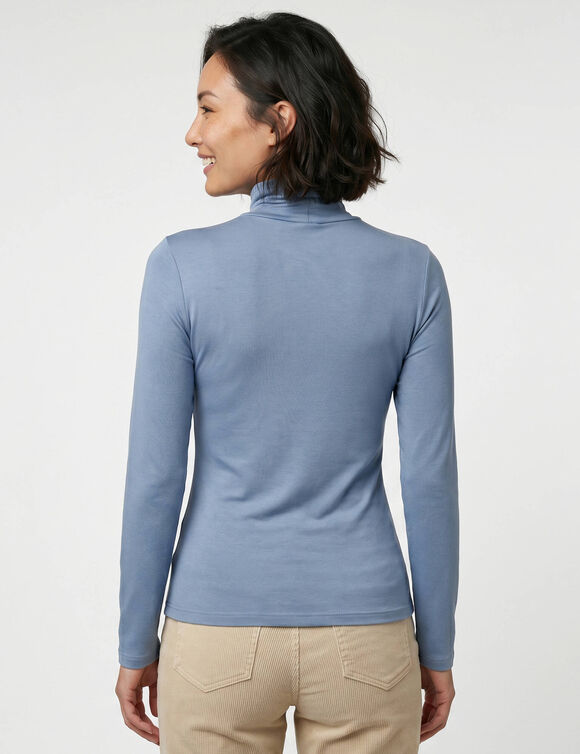 Sous-pull uni col roul&eacute; stretch (bleu gris&eacute;)