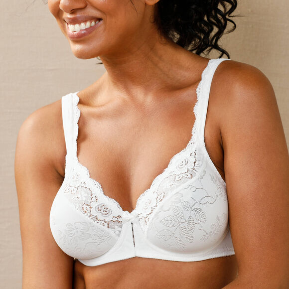 Soutien-gorge emboîtant en maille satinée et dentelle « Stelina" - avec armatures (blanc)