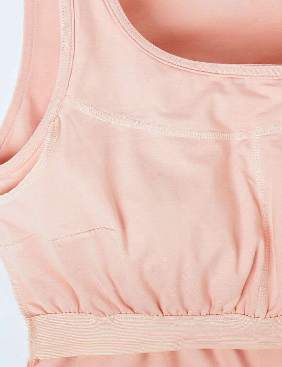 Débardeur post-opératoire à brassière intégrée en coton stretch (poudre)