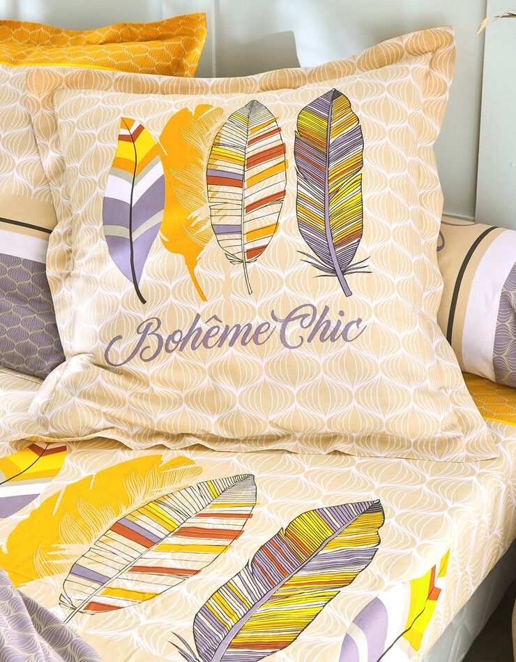 Bedlinnen Bohemia in katoen met 'Bohème Chic' print, geel Bedlinnen Bohemia in katoen met 'Bohème Chic' print, geel, hi-res image number 4