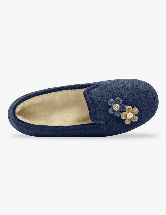 Gesloten pantoffels met bloemetjes (indigo)