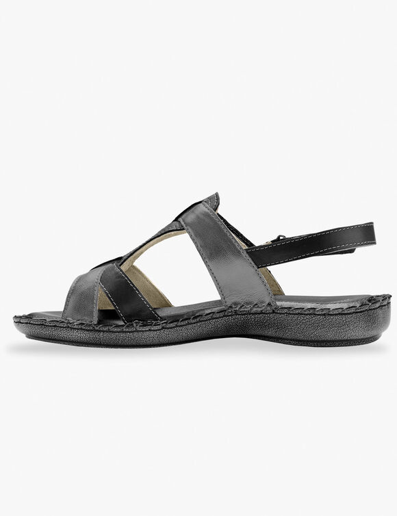 Tweekleurige sandalen in extrasoepel leer - zwart (zwart)