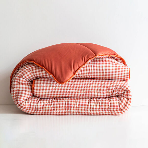 Couette microfibre imprim&eacute; vichy 400 g/m&sup2;  (tomette)