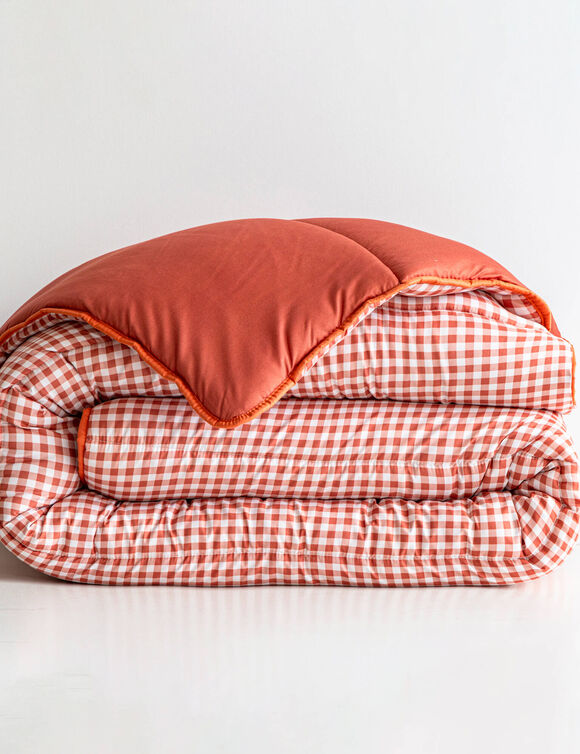 Couette microfibre imprim&eacute; vichy 400 g/m&sup2;  (tomette)