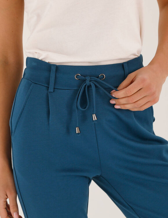 Pantalon chino uni, maille milano (bleu p&eacute;trole)