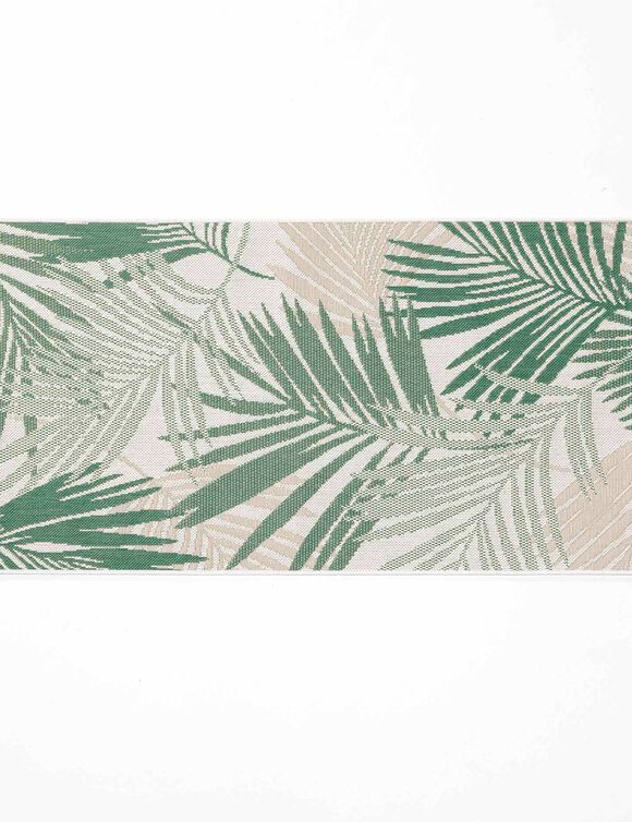 Tapis rectangulaire, motif tropical (naturel / vert)