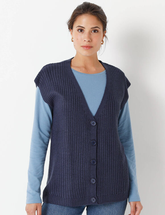 Mouwloos vest met knopen (marine)