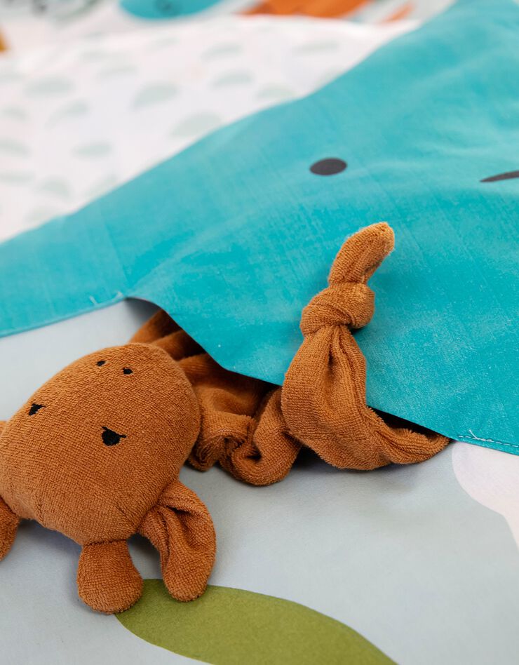 Bedlinnenset Dinosaurus met reliëf - katoen (blauw)