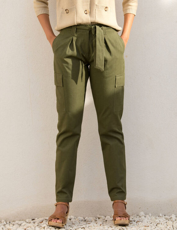 Pantalon cargo coupe chino, taille haute (bronze)