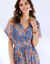 Robe longue voile imprimé (bleu / corail)