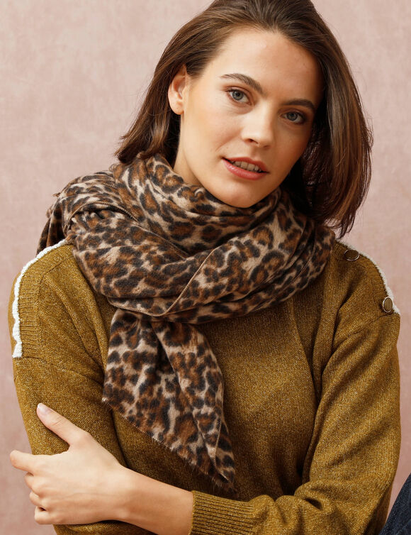&Eacute;charpe motif l&eacute;opard ultra douce (beige)